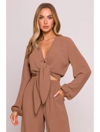 M861 Krátký top s vázáním - čokoládový M861 Krátký top s vázáním - čokoládový