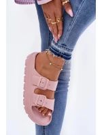 Dámské pěnové pantofle na platformě – růžové