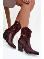 Dámské kotníkové boty na podpatku D8271 Vínová - Sweet Shoes