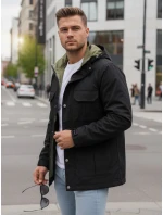 Pánská přechodná bunda s kapucí černá FashionStreet TX5133 Pánská přechodná bunda s kapucí černá FashionStreet TX5133