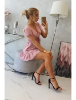 Šaty s vázaným výstřihem do V tmavě růžové