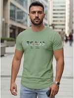 Pánské tričko s velkým nápisem, bavlněné, zelené, FashionStreet NX5137R Pánské tričko s velkým nápisem, bavlněné, zelené, FashionStreet NX5137R