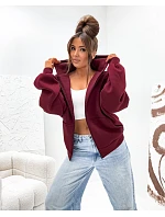 Teplá oversize mikina s kapucí, bordová (821112) Teplá oversize mikina s kapucí, bordová (821112)