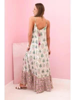 Dámské šaty na ramínka ze světlé viskózy fialka