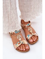 Dámské Ploché Sandály S Pletenými Pásky A Ozdobou Artiker 56C1316 Zlaté