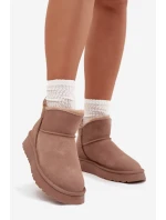 Semišové zimní boty pro ženy na platformě Vinceza 97962 béžové