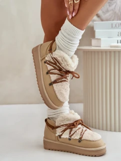 Nízké Sněhule Na Platformě S Kožešinou D.Franklin Béžové