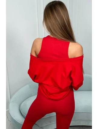 3-dílný set mikina + top + legíny červená 3-dílný set mikina + top + legíny červená