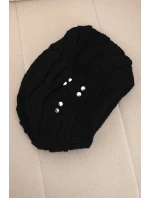 Dámská zimní vlněná čepice s ozdobnými krystalky K399 černá