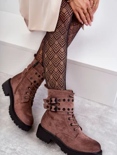 Dámské semišové teplé boty Světle hnědá stříbrná