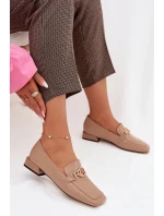 Kožené dámské mokasíny s ozdobným detailem D&A CR61-3125 Béžové