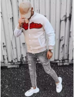 Pánská mikina na zip v barvě ecru FashionStreet BX5432 Pánská mikina na zip v barvě ecru FashionStreet BX5432