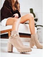 Dámské semišové kozačky na podpatku béžové FashionStreet ZY1265 Dámské semišové kozačky na podpatku béžové FashionStreet ZY1265