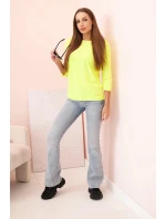 Dámská halenka s lodičkovým výstřihem žlutá neonová Dámská halenka s lodičkovým výstřihem žlutá neonová