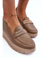 Kožené polobotky na platformě s ozdobou beže Lehira Kožené polobotky na platformě s ozdobou beže Lehira