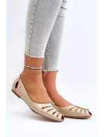 Zazoo 10009 Pohodlné Dámské Kožené Baletky Beige