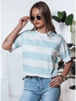Dámské pruhované tričko ALMIN tyrkysová FashionStreet RY2562