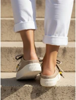 Dámské tenisky na platformě s ozdobnými korálky béžové ZY1406