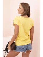 Dámská bavlněná blůza s výstřihem do V a potiskem bílá