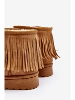 Ocieplane Botky Sněžáky Dětské s Ozdobnými Frédzlami Camel Nimia