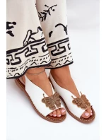 Dámské Sandály Na Plochém Podpatku S Ozdobou Bílé Setorina