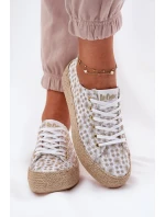 Vzorované Dámské Tenisky Na Platformě S Pletením Lee Cooper LCW-25-08-3648L Bílá-Zlatá