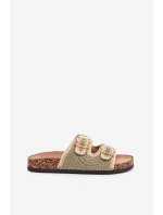 Háčkované Dámské Sandály Se Zlatými Přezkami Zelené Fenira