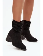 Dámské kotníkové boty s mašlí na podpatku S.Barski HY52-516 černé