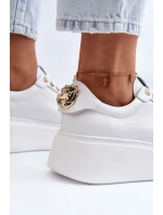 Dámské kožené tenisky na platformě CheBello 4367 bílé