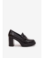 Dámské polobotky na podpatku z ekokůže Černé Ilyssia
