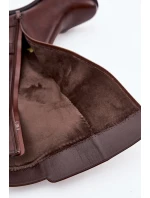 Zateplené dámské kozačky na klínku se řemínkem Sergio Leone KZ25826 hnědé