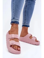 Dámské pěnové pantofle na platformě – růžové