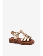 Dívčí sandály s dekorativním detailem zlaté Serina Dívčí sandály s dekorativním detailem zlaté Serina