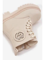 Dívčí kotníkové boty s ouškem s kožešinou LOVE béžové Rosaira
