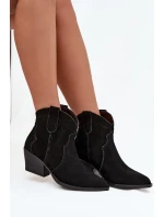 Dámské kovbojské kotníkové boty z přírodní velurové kůže Beretta – černé