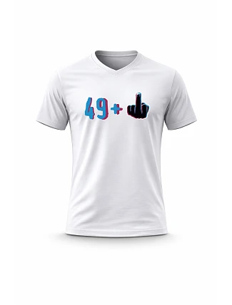 Pánské bavlněné tričko s potiskem - 49+1 - bílé