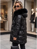 Dámská zimní prošívaná bunda s kapucí, černá, FashionStreet TY5755 Dámská zimní prošívaná bunda s kapucí, černá, FashionStreet TY5755