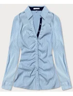 Světle modrá drobně pruhovaná dámská košile (SSY2026)