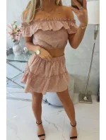 Vyšívaná souprava s kapučínovou halenkou s puntíky