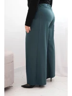Dámské kalhoty Plus Size se širokými nohavicemi a plisováním mořské