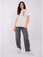 Tričko D12022AH02645Y světle béžové