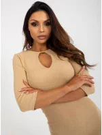 Dámské šaty HS 20 250.23P béžové - FPrice Dámské šaty HS 20 250.23P béžové - FPrice