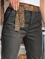 Dámské kalhoty s páskem MADELINA černé FashionStreet UY2629