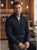 Pánský svetr se stojáčkem tmavě modrý FashionStreet WX2326