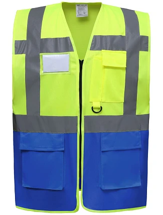 Yoko HVW 801 Hi-Vis multifunkční vesta 79.W801 hi vis yellow/royal blue Yoko HVW 801 Hi-Vis multifunkční vesta 79.W801 hi vis yellow/royal blue