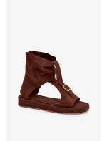 Dámské sandály s páskem čokoládové Coralya