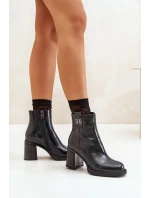 Hadí dámské kotníkové boty na podpatku z přírodní kůže černé Vinceza