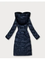 Tmavě modrý prošívaný kabát s páskem Libland (LD-7806)