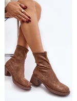 Dámské botky na nízkém podpatku hnědé Aphroteia