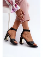 Elegantní černé dámské sandály na podpatku Rosazara Elegantní černé dámské sandály na podpatku Rosazara